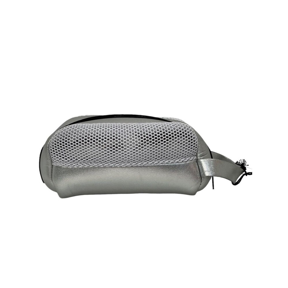 Ah-Dorned Sport New York Travel Make Up Bag Metallic Silver Zip Close Vacation